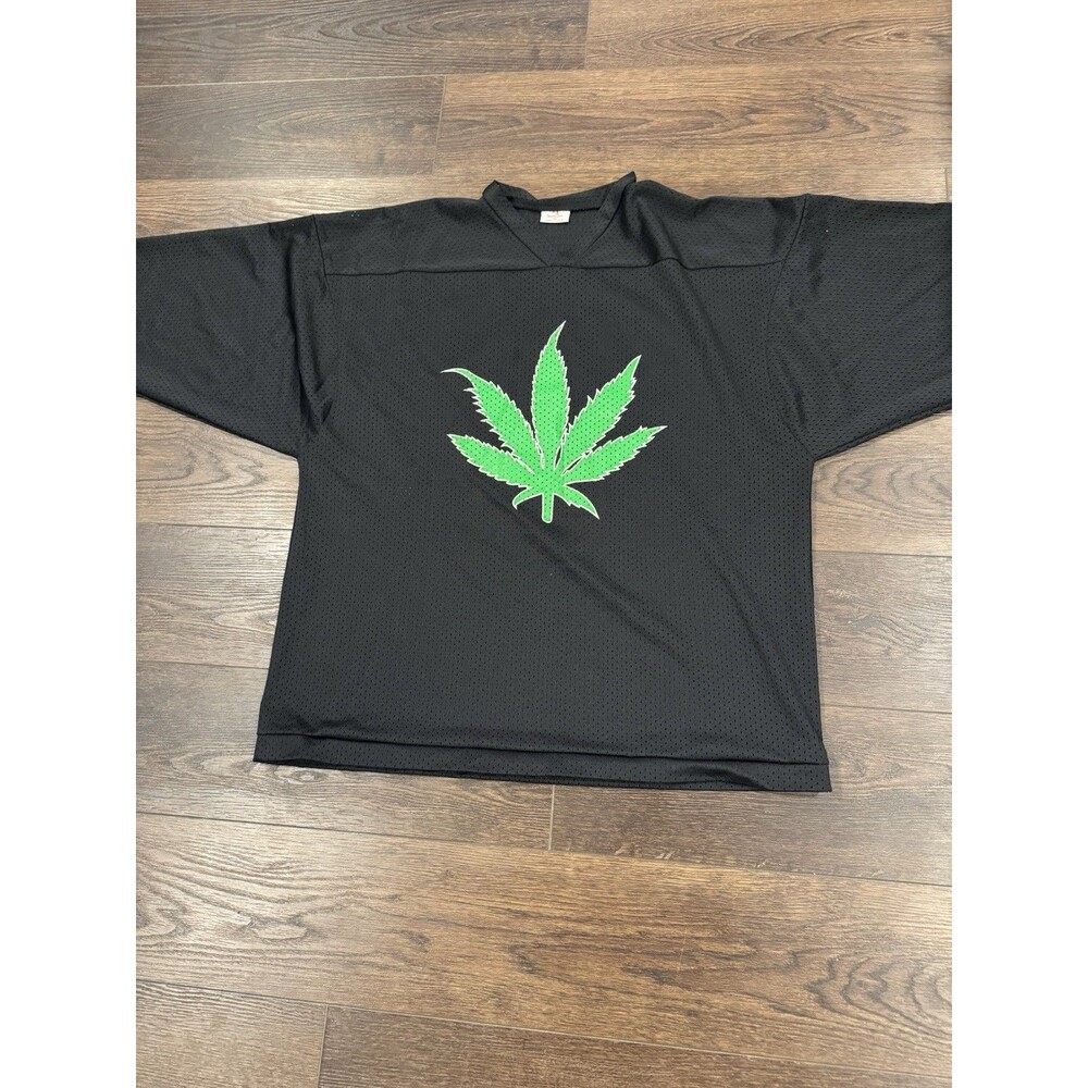 Vintage 1990s R1 Sports Mesh Hockey Jersey XL Marijuana Leaf Oz 420 Graphic USA